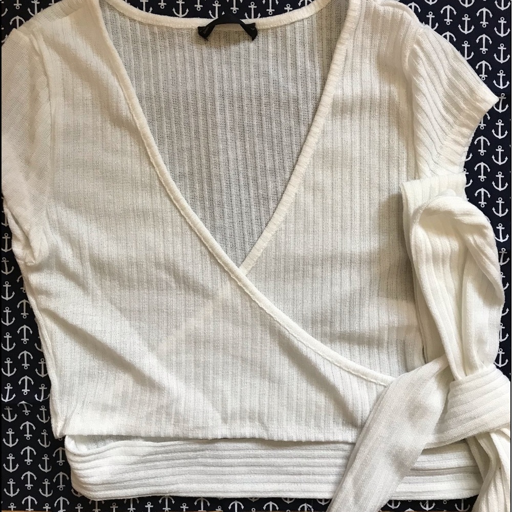 white self tied crop top